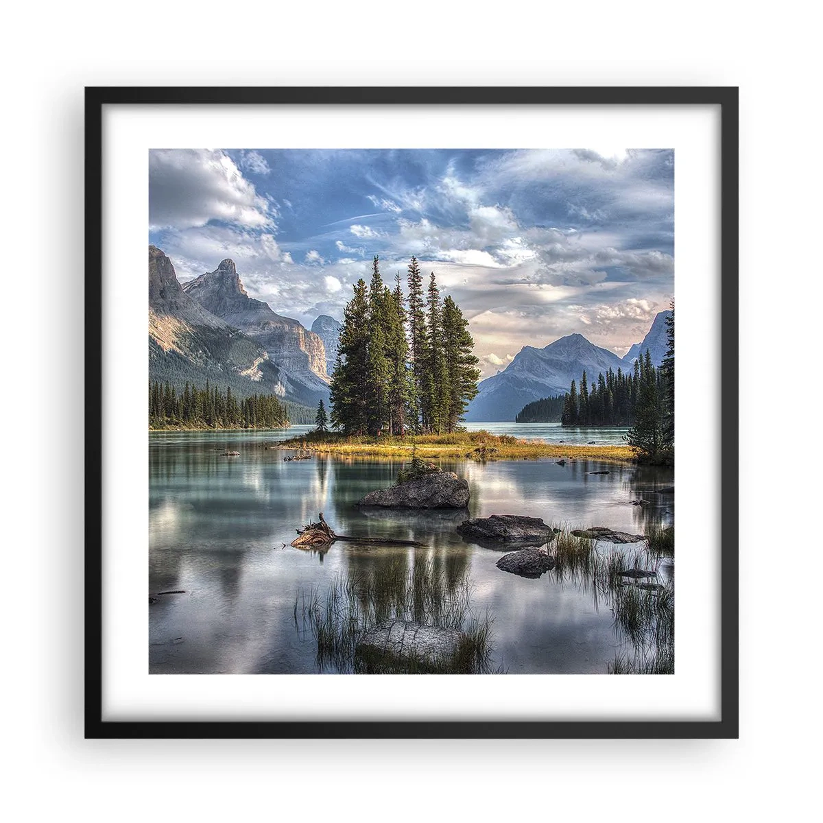 Affisch i svart ram - Vid stort och rent vatten - 50x50 cm