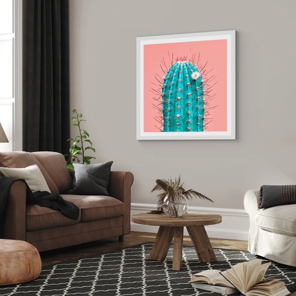 Affisch i vit ram - Titta bara - 60x60 cm