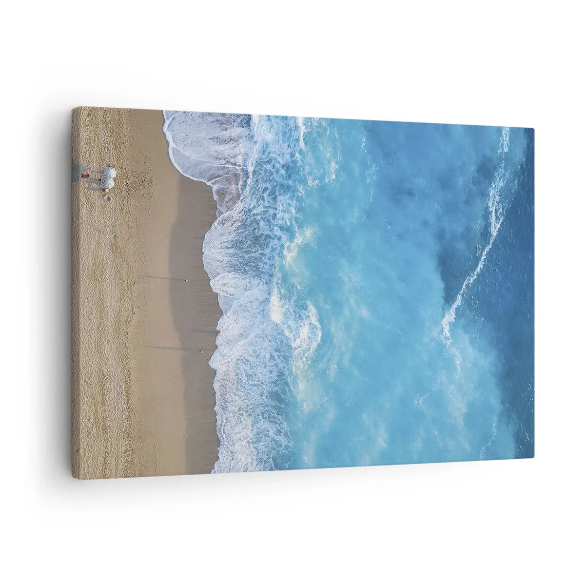 Canvastavla - Bild på duk - En fågelperspektiv över stranden och havets vågor - 70x50cm - Blå styrka - Modern väggdekoration för vardagsrum och sovrum ARTTOR