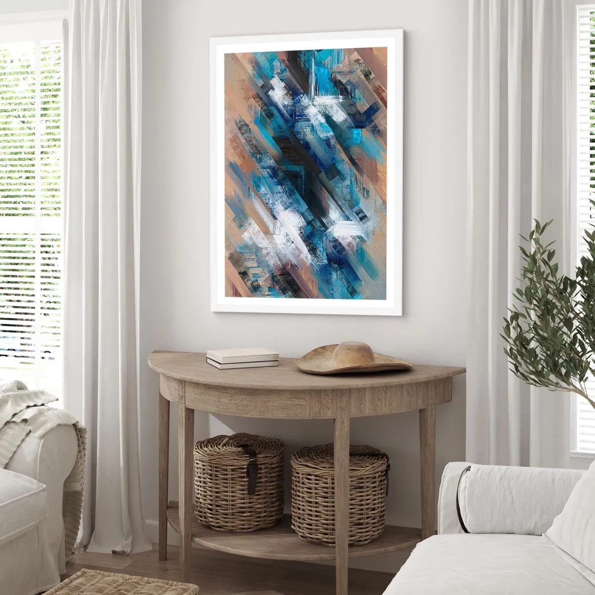 Affisch i vit ram - På en blå sluttning - 50x70 cm