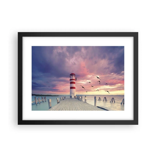 Affisch i svart ram - Dags att bege sig till hamnen - 40x30 cm