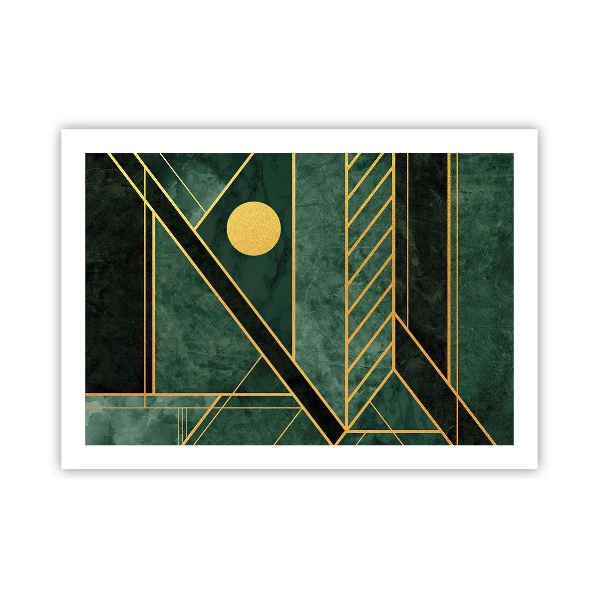 Affisch - Dynamik av guld och azurblå - 70x50 cm