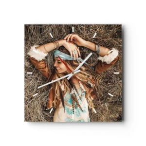 Väggklocka - Klocka på glas - På väg till kärlekens sommar - 30x30 cm