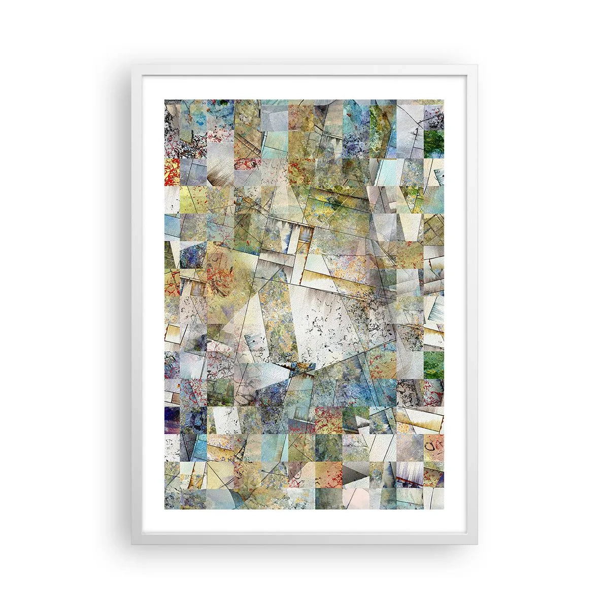 Affisch i vit ram - Geometrisk omblandning - 50x70 cm