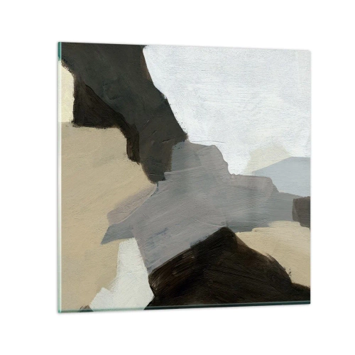 Glastavla - Bild på glas - Abstraktion: avgrening av det gråa - 30x30 cm