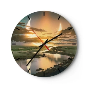 Väggklocka - Klocka på glas - Någonstans i en avlägsen galax - 40x40 cm