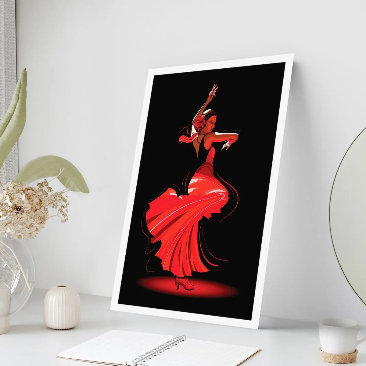 Affisch - Flamencos brinnande anda - 30x40 cm