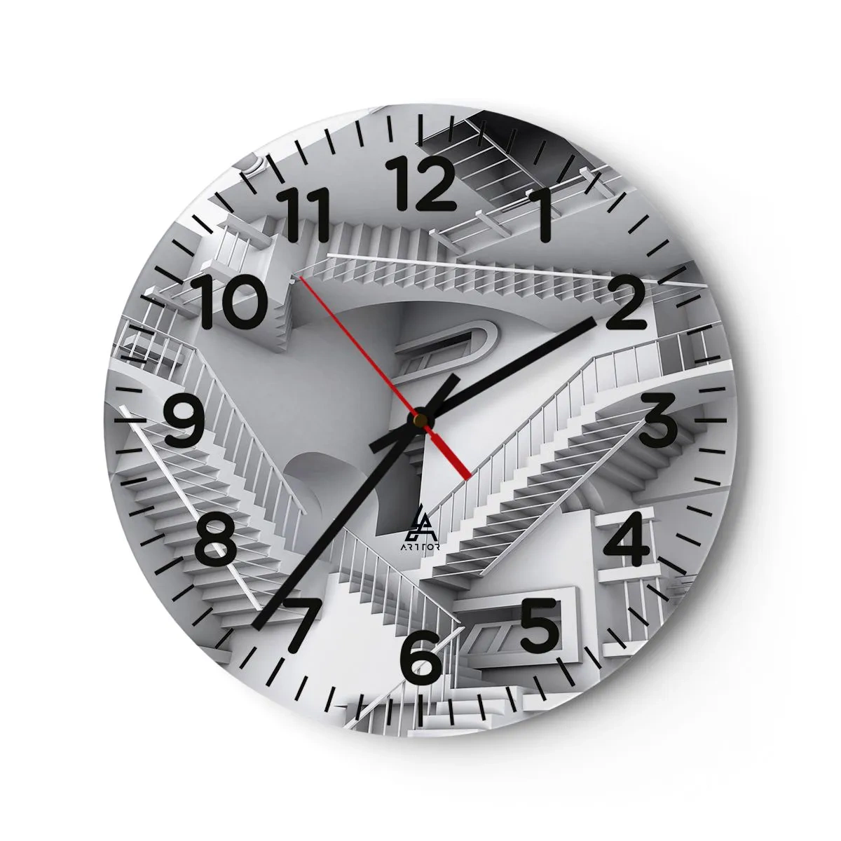 Väggklocka - Klocka på glas - Rummets paradoxer - 40x40 cm