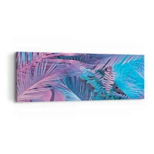 Canvastavla - Bild på duk - Tropiken i rosa och blått - 90x30 cm