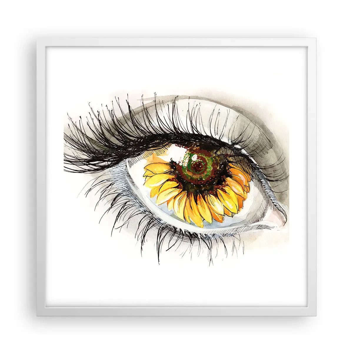 Affisch i vit ram - Blick het som sommar - 50x50 cm