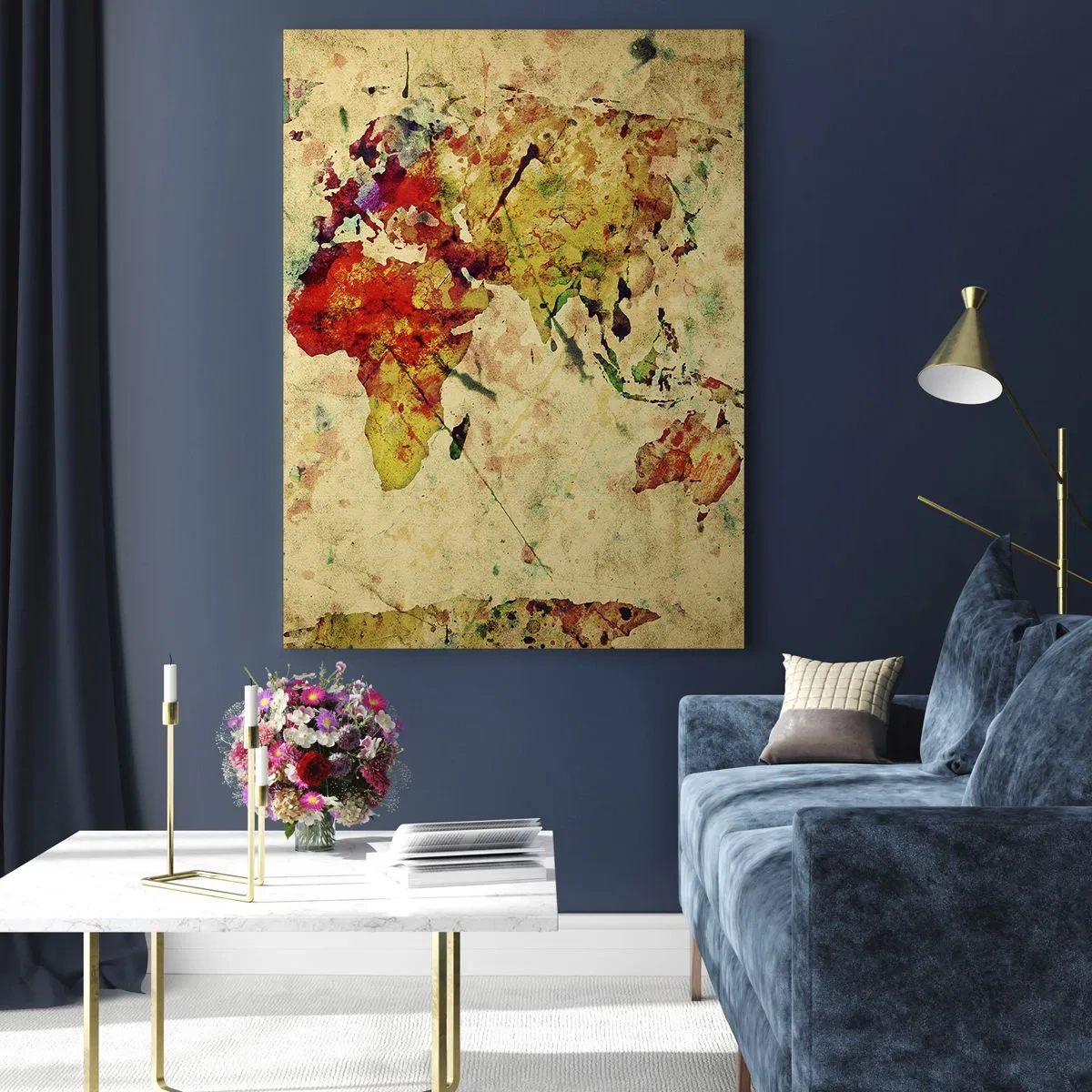 Glastavla - Bild på glas - Livet som färgglatt kartpapper - 50x70 cm