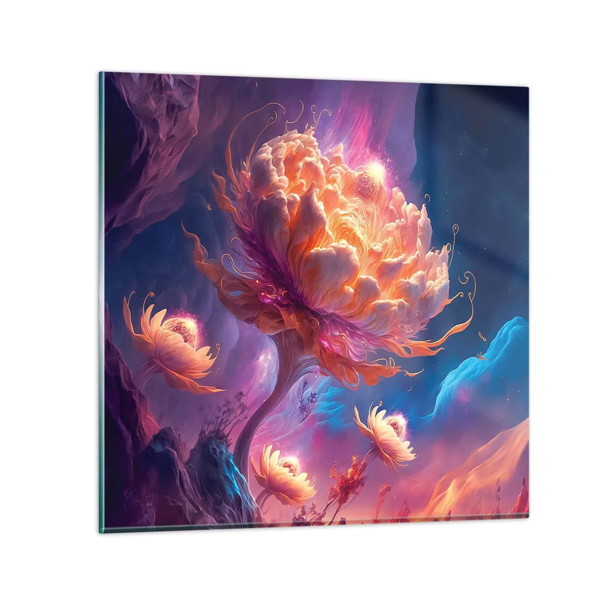 Glastavla - Bild på glas - En annan värld - 70x70 cm