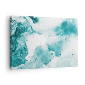 Canvastavla - Bild på duk - Abstraktion i blå nyanser med delikata vita accenter - 70x50cm - Blåa laguner - Modern väggdekoration för vardagsrum och sovrum ARTTOR