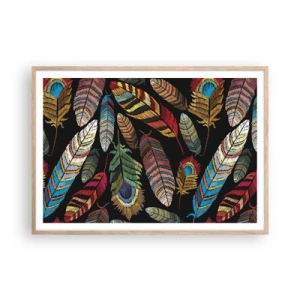 Affisch i ram av ljusek - Fågelkarneval - 100x70 cm