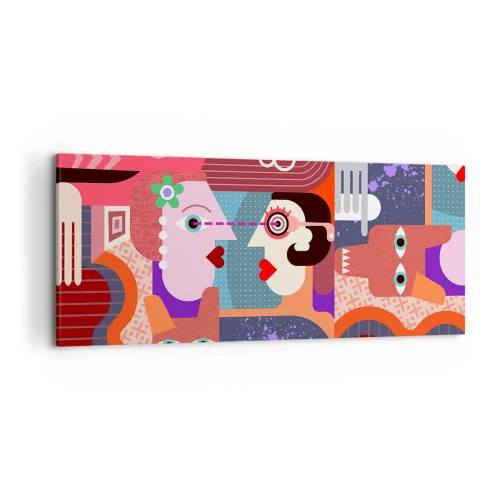 Canvastavla - Bild på duk - Öga mot öga  - 100x40 cm