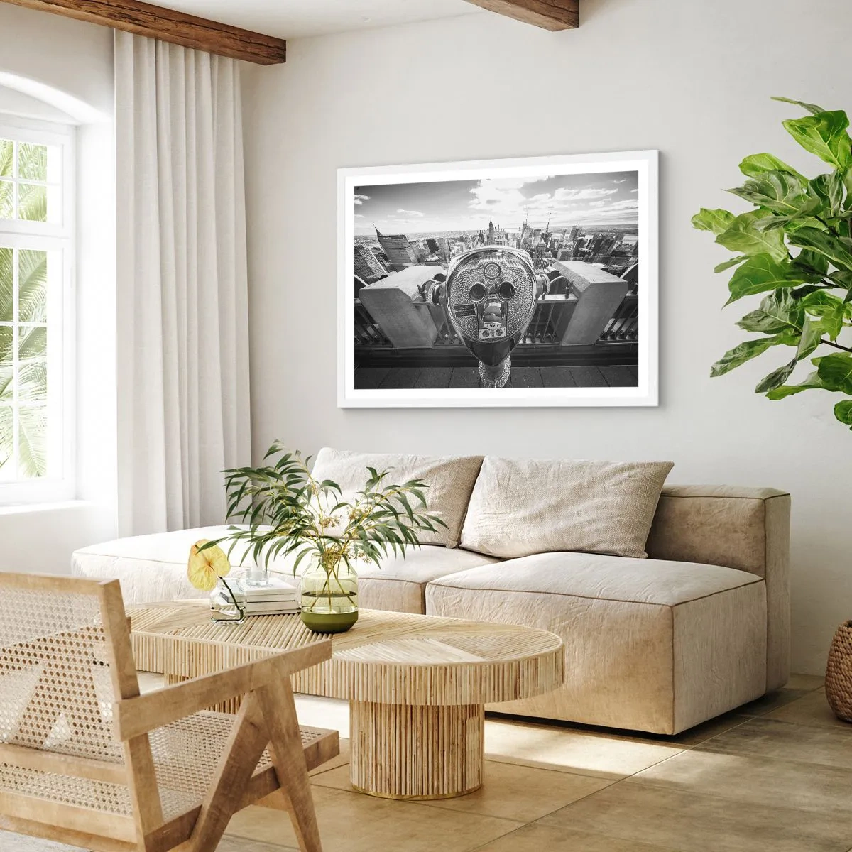 Affisch i vit ram - Stad över städerna - 40x30 cm