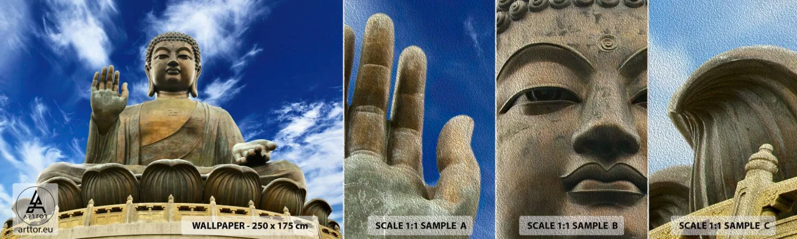 Provbit av fototapet Premium Sand - Lev utan rädsla - Buddha, Religion, Asien - 100x30 cm