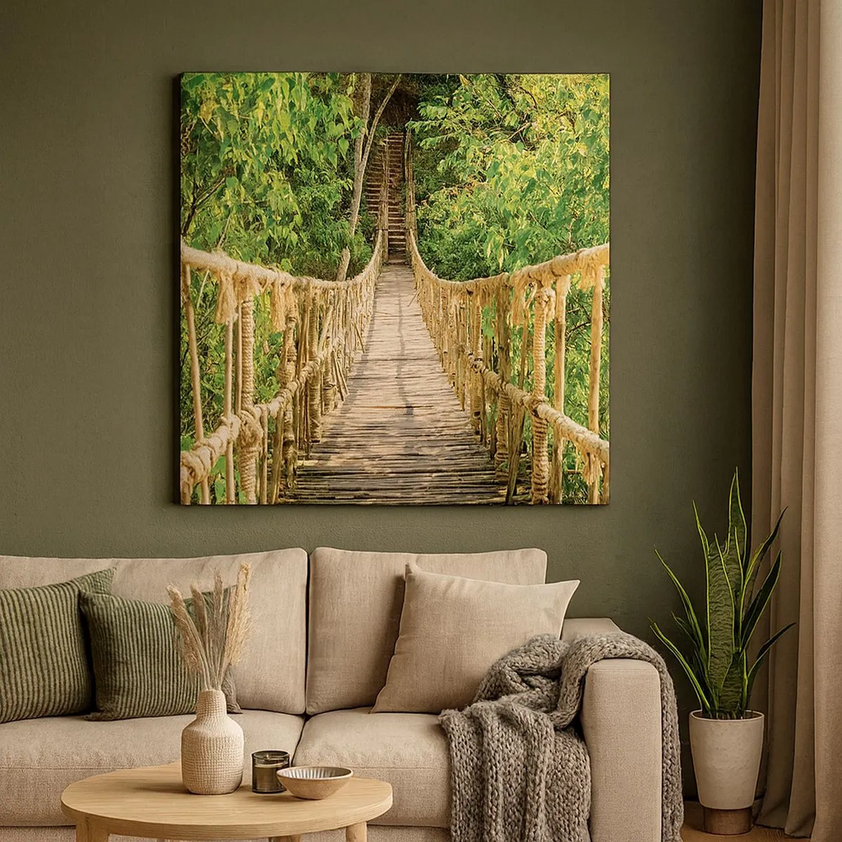 Canvastavla - Bild på duk - Upphängd i grönskan - 30x30 cm