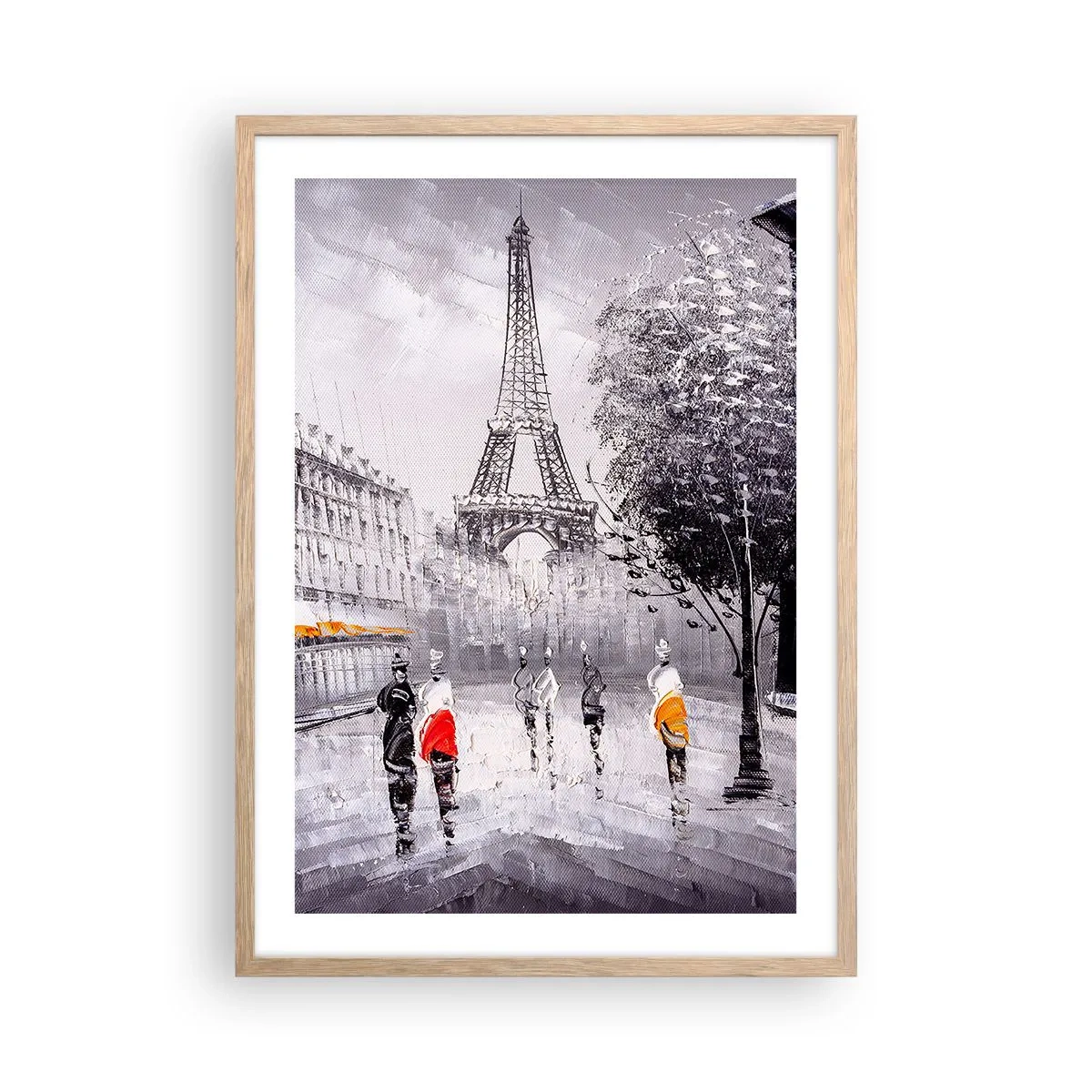 Affisch i ram av ljusek - Promenad i Paris - 50x70 cm