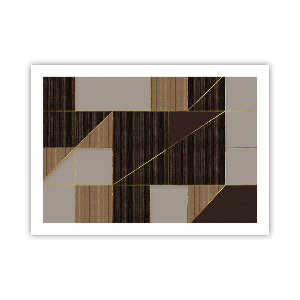 Affisch - Mosaik av brun och guld - 70x50 cm