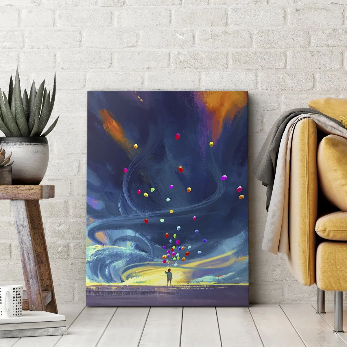 Canvastavla - Bild på duk - Blå vind - 70x100 cm