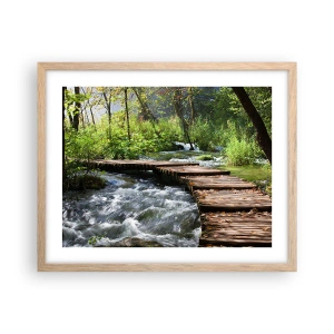 Affisch i ram av ljusek - Över skummande kaskad - 50x40 cm