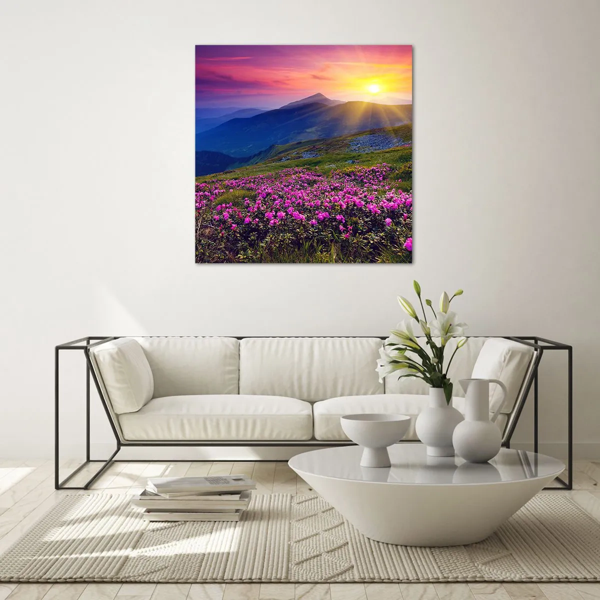 Glastavla - Bild på glas - … Bergtallen doftar och örterna luktar runt omkring - 40x40 cm