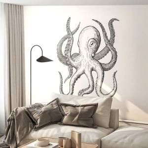 Fototapet på mått Premium Canvas - Dansar med vågorna - Bläckfisk, Teckning, Seaside