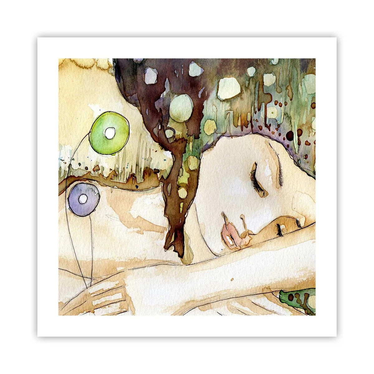 Affisch - Smaragd-viol dröm - 50x50 cm