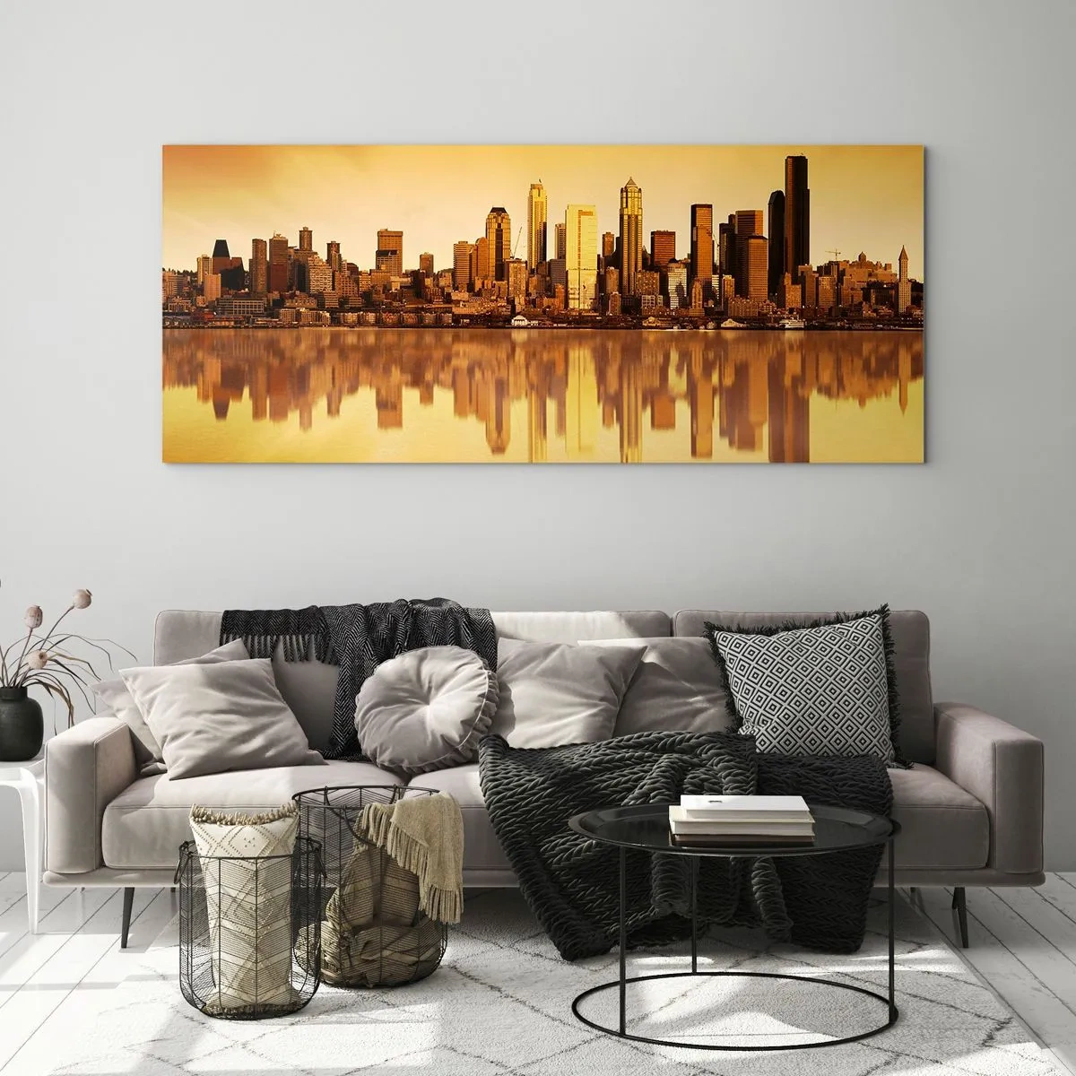 Glastavla - Bild på glas - Metropolens tystnad - 100x40 cm