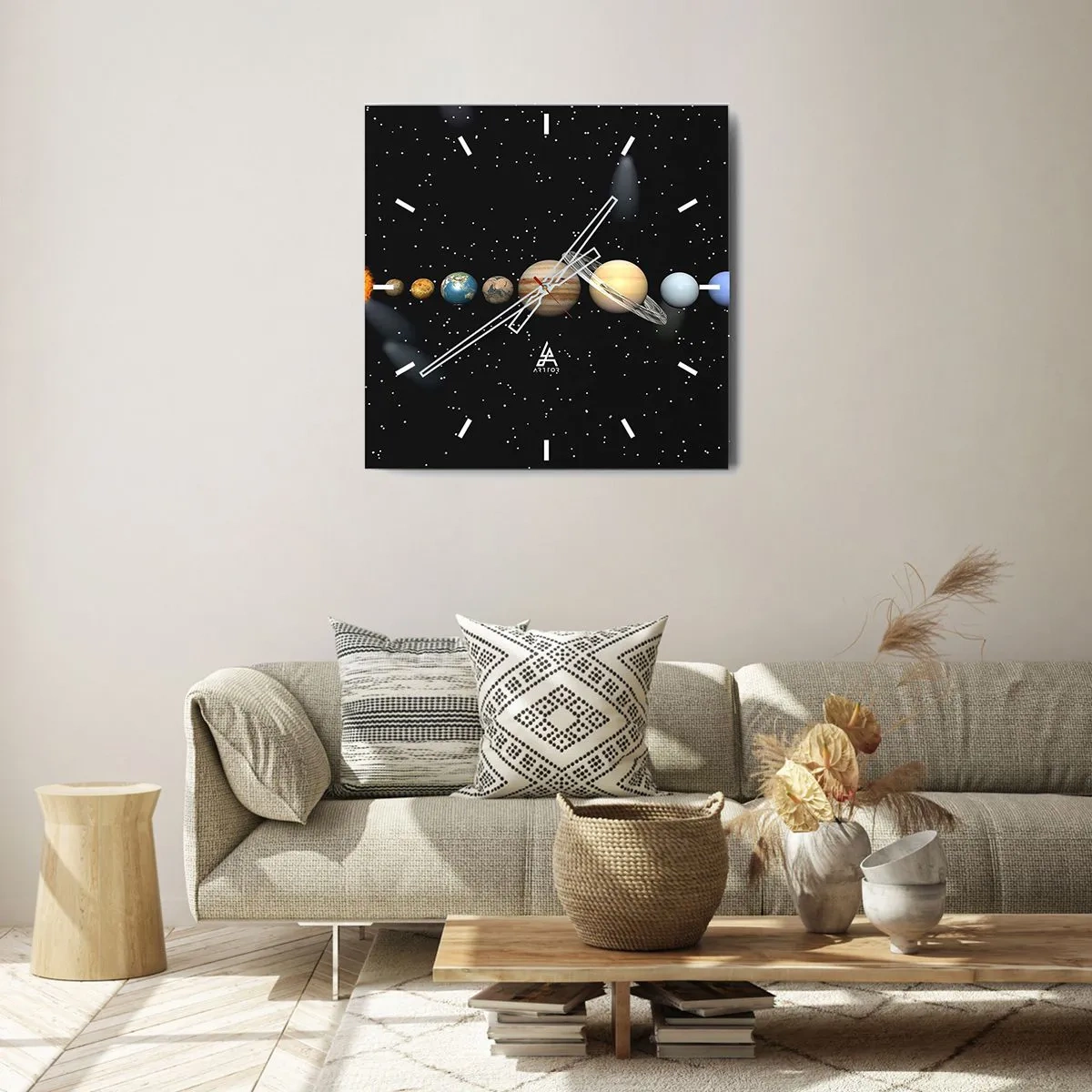Väggklocka - Klocka på glas - Och planeterna blir galna... - 30x30 cm