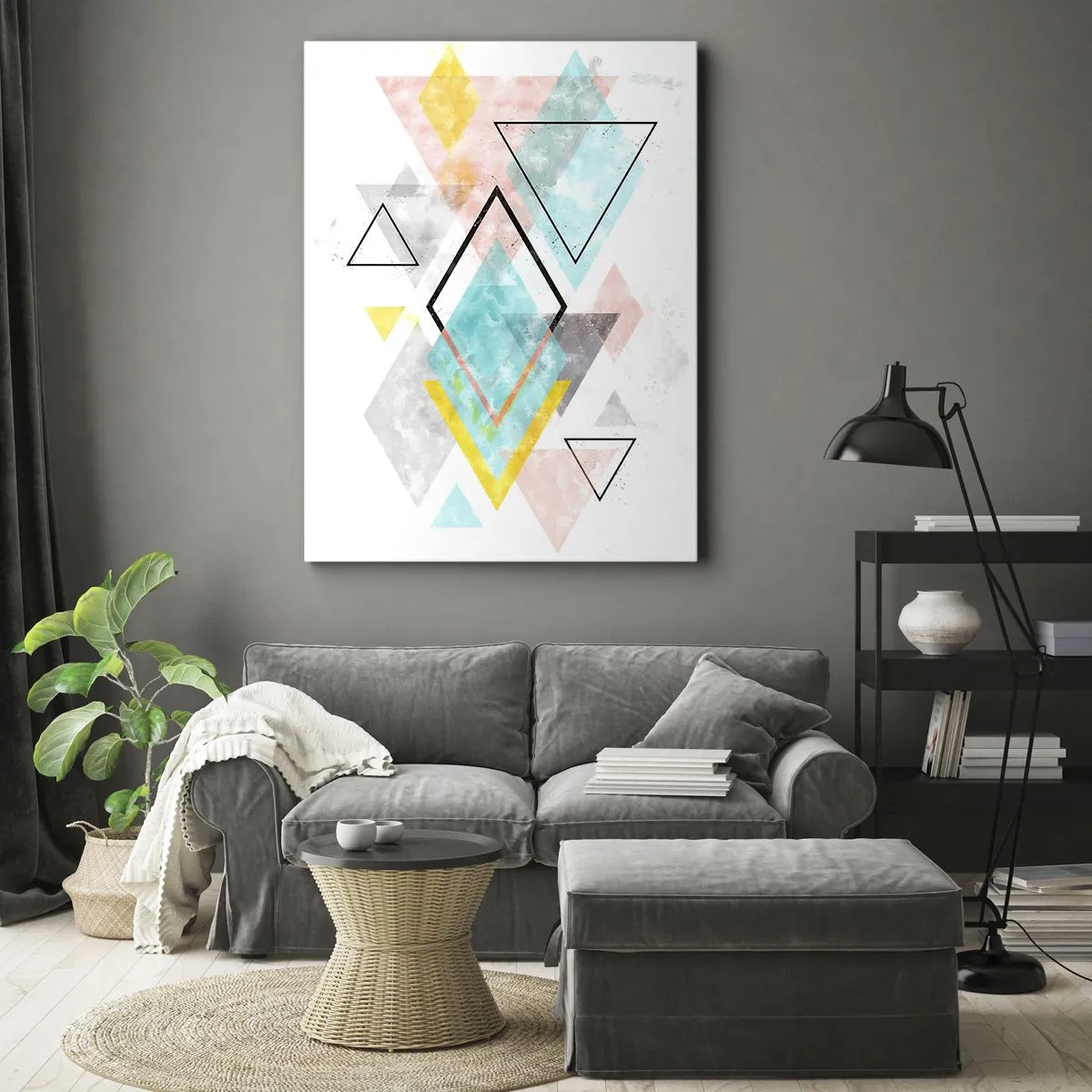 Canvastavla - Bild på duk - Geometriskt spel - 55x100 cm