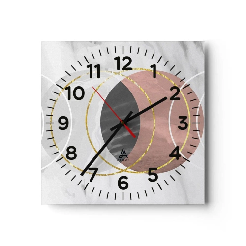 Väggklocka - Klocka på glas - Sfärernas musik - 30x30 cm