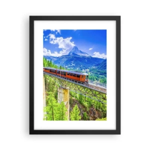 Affisch i svart ram - Järnväg till Alperna - 30x40 cm