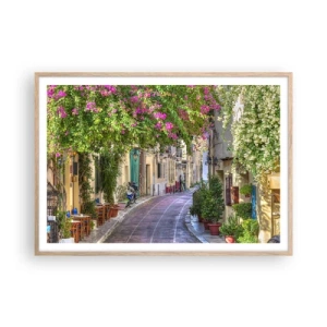 Affisch i ram av ljusek - Blommande gata - 100x70 cm