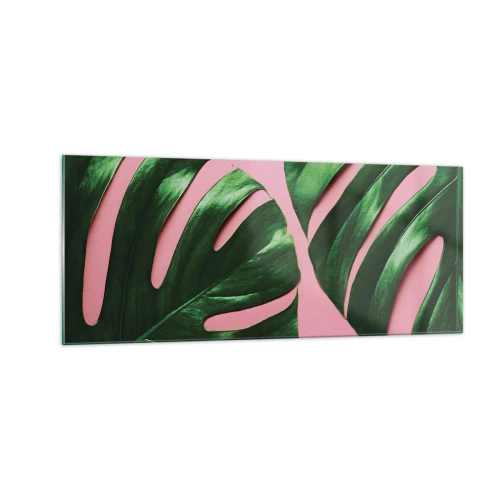 Glastavla - Bild på glas - Grön rendez-vous - 100x40 cm