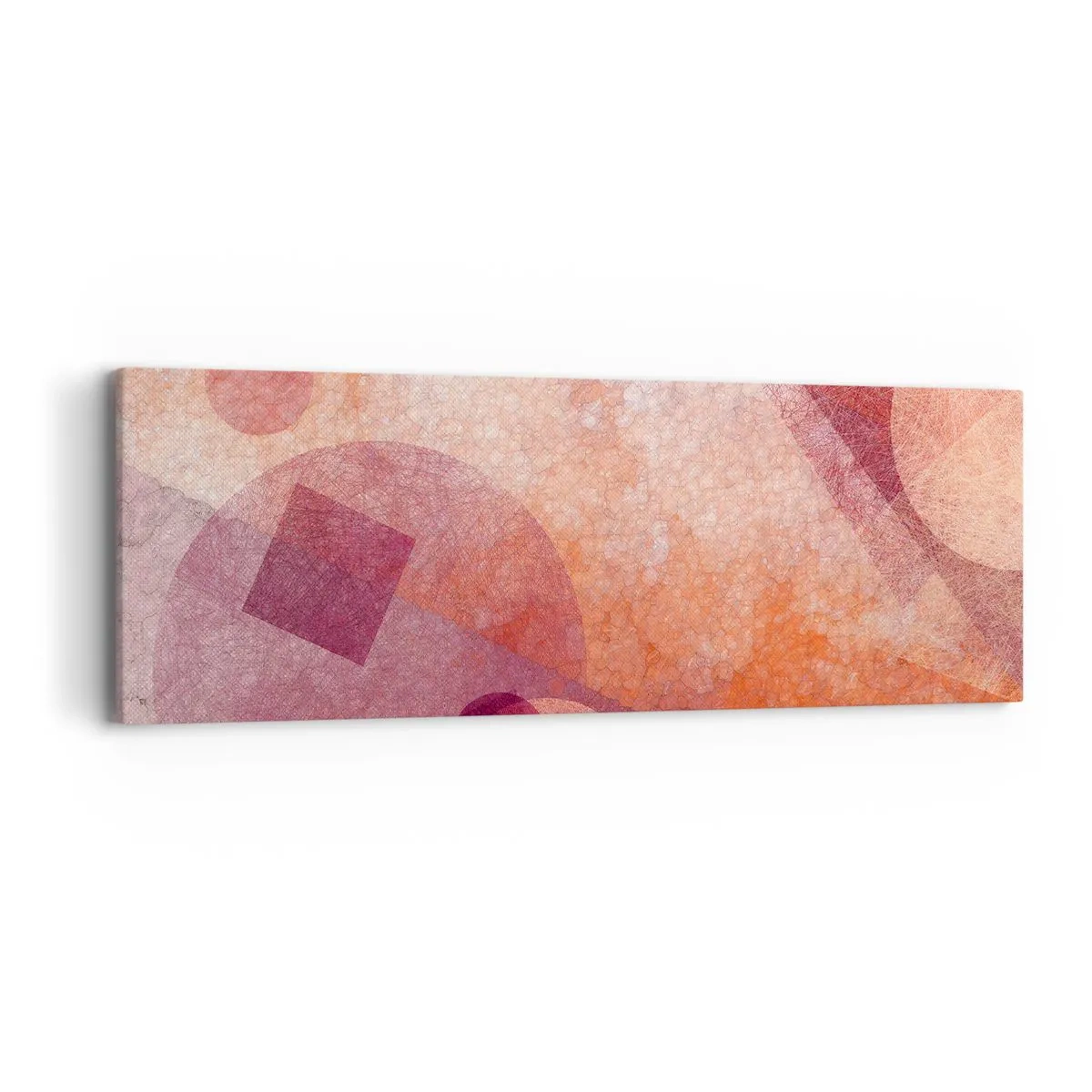 Canvastavla - Bild på duk - Geometriska omvandlingar i rosa - 90x30 cm