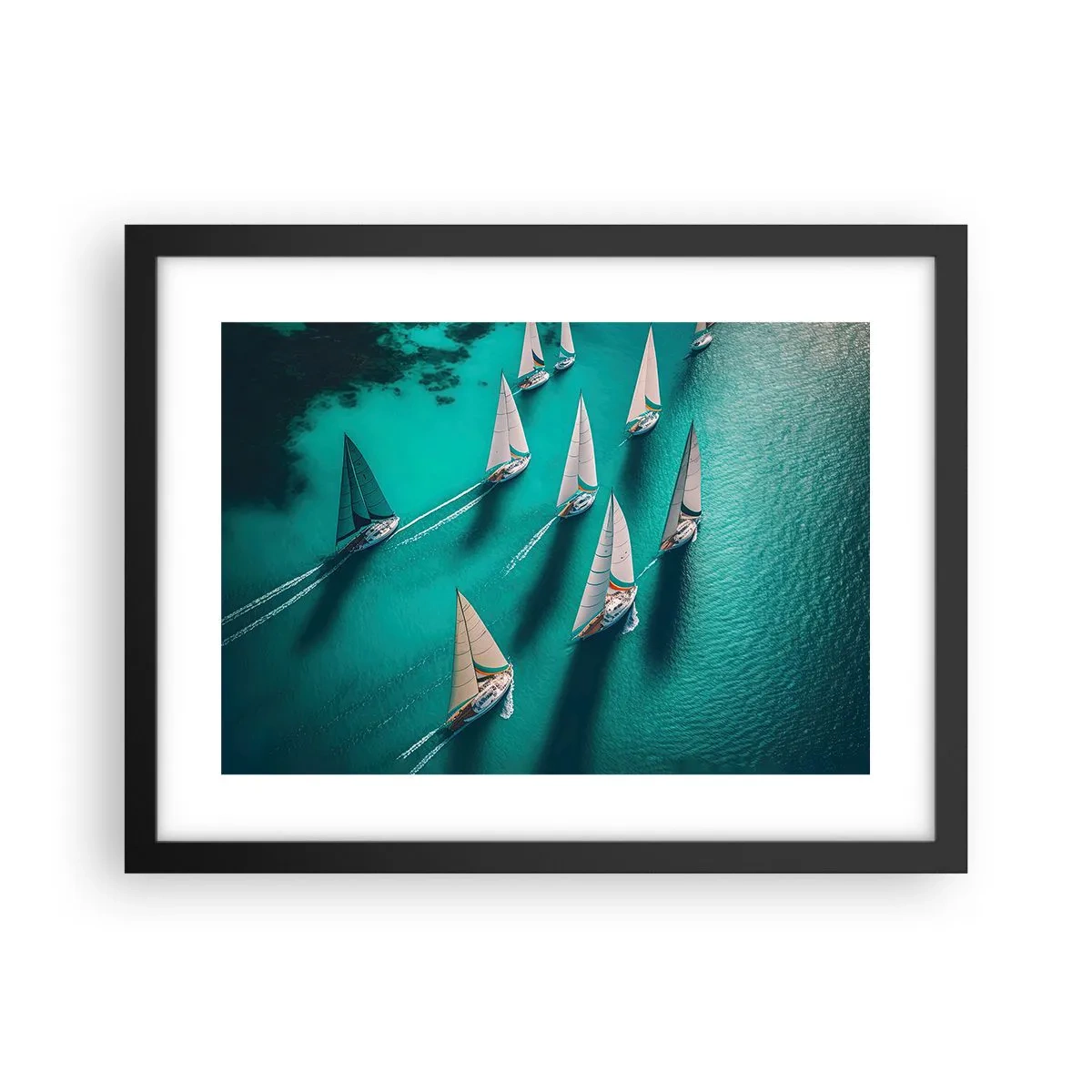 Affisch i svart ram - Tävla med vinden - 40x30 cm