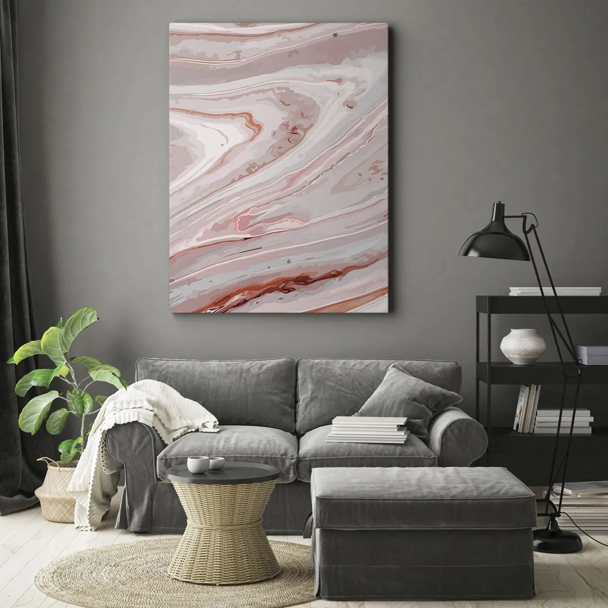 Canvastavla - Bild på duk - Flytande rosa - 65x120 cm