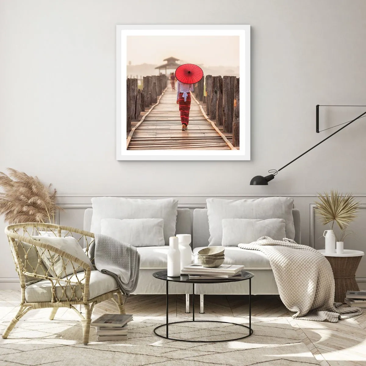 Affisch i vit ram - På den gamla bron - 40x40 cm