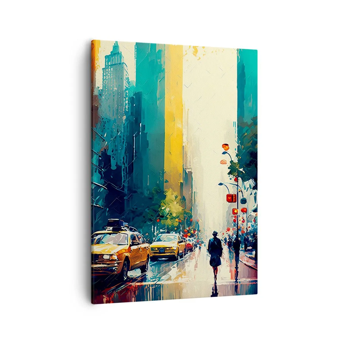 Canvastavla - Bild på duk - New York - här är till och med regnet färgstarkt - 50x70 cm