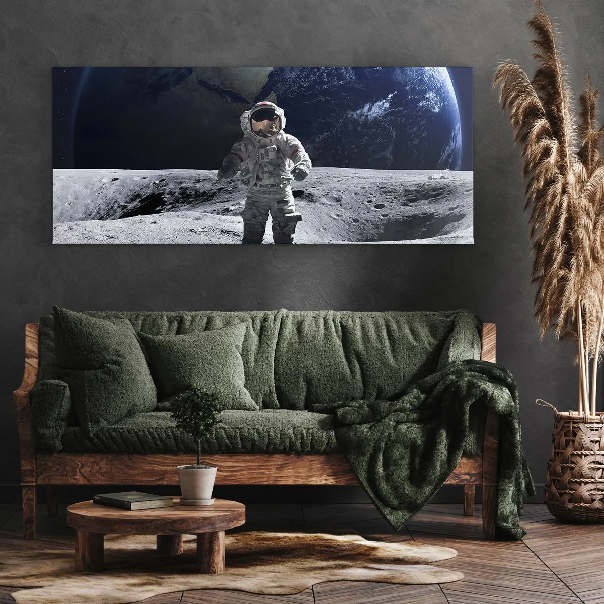 Canvastavla - Bild på duk - Hälsningar från månen - 100x40 cm