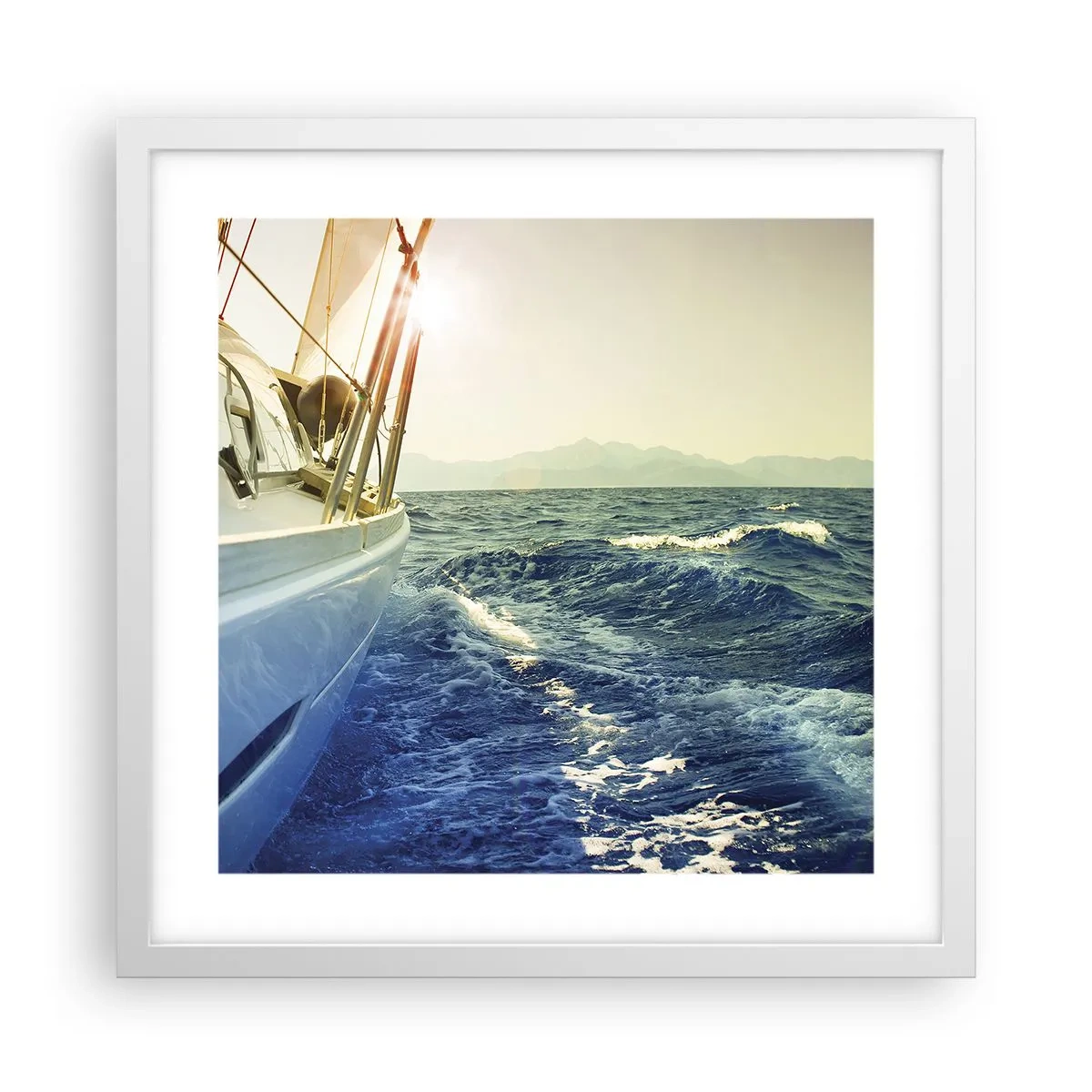 Affisch i vit ram - Mot äventyret - 40x40 cm