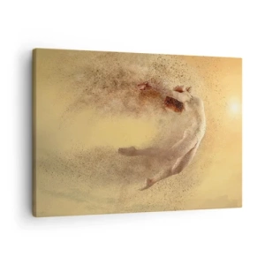 Canvastavla - Bild på duk - En figur i dynamisk rörelse med en sönderfallseffekt - 70x50cm - Dansextas - Modern väggdekoration för vardagsrum och sovrum ARTTOR