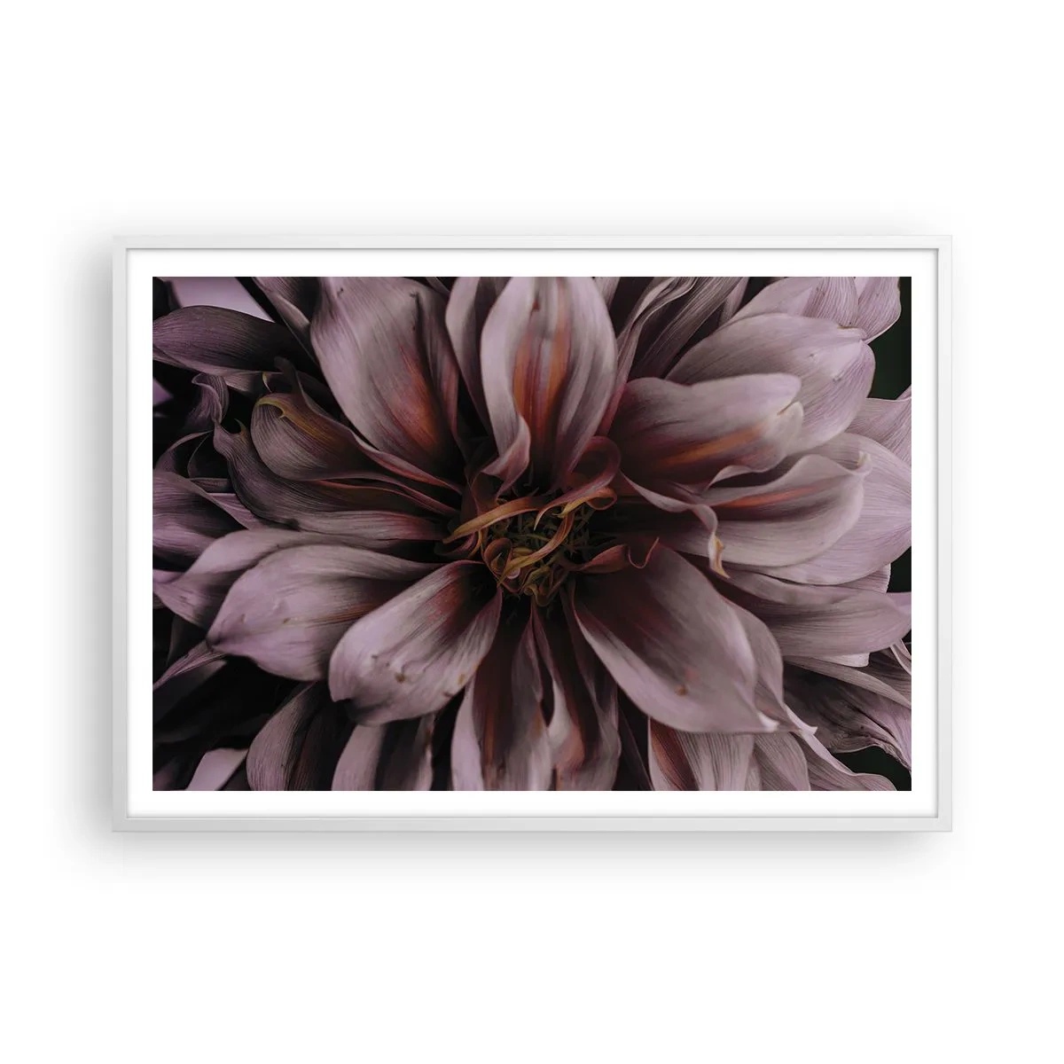 Affisch i vit ram - Blommigt hjärta - 100x70 cm