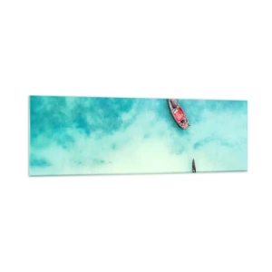 Glastavla - Bild på glas - Högvatten på stranden i Zanzibar… - 160x50 cm
