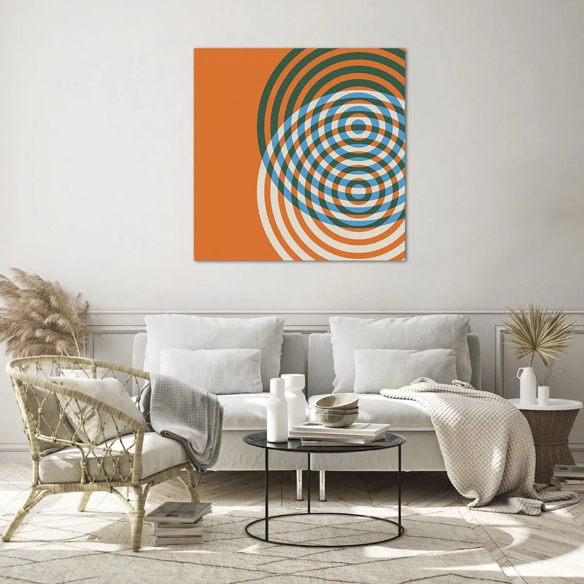 Glastavla - Bild på glas - Abstrakt cirkulär variation - 50x50 cm