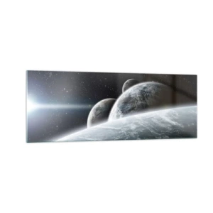 Glastavla - Bild på glas - Sfärers rymdmusik - 140x50 cm