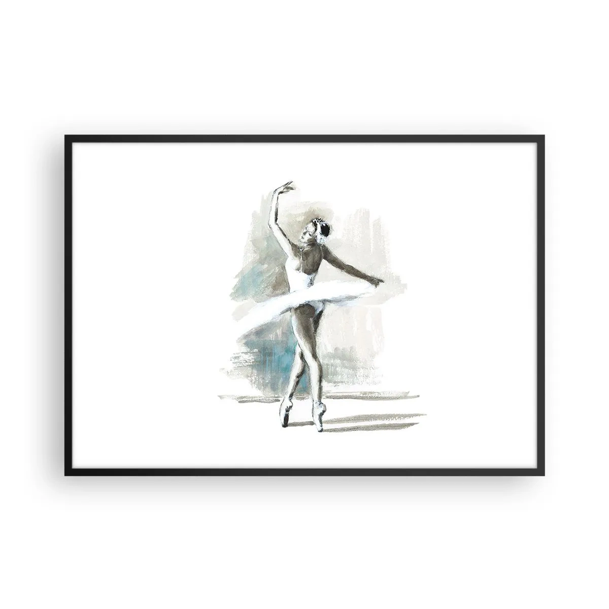 Affisch i svart ram - Förtrollad i en svan - 100x70 cm