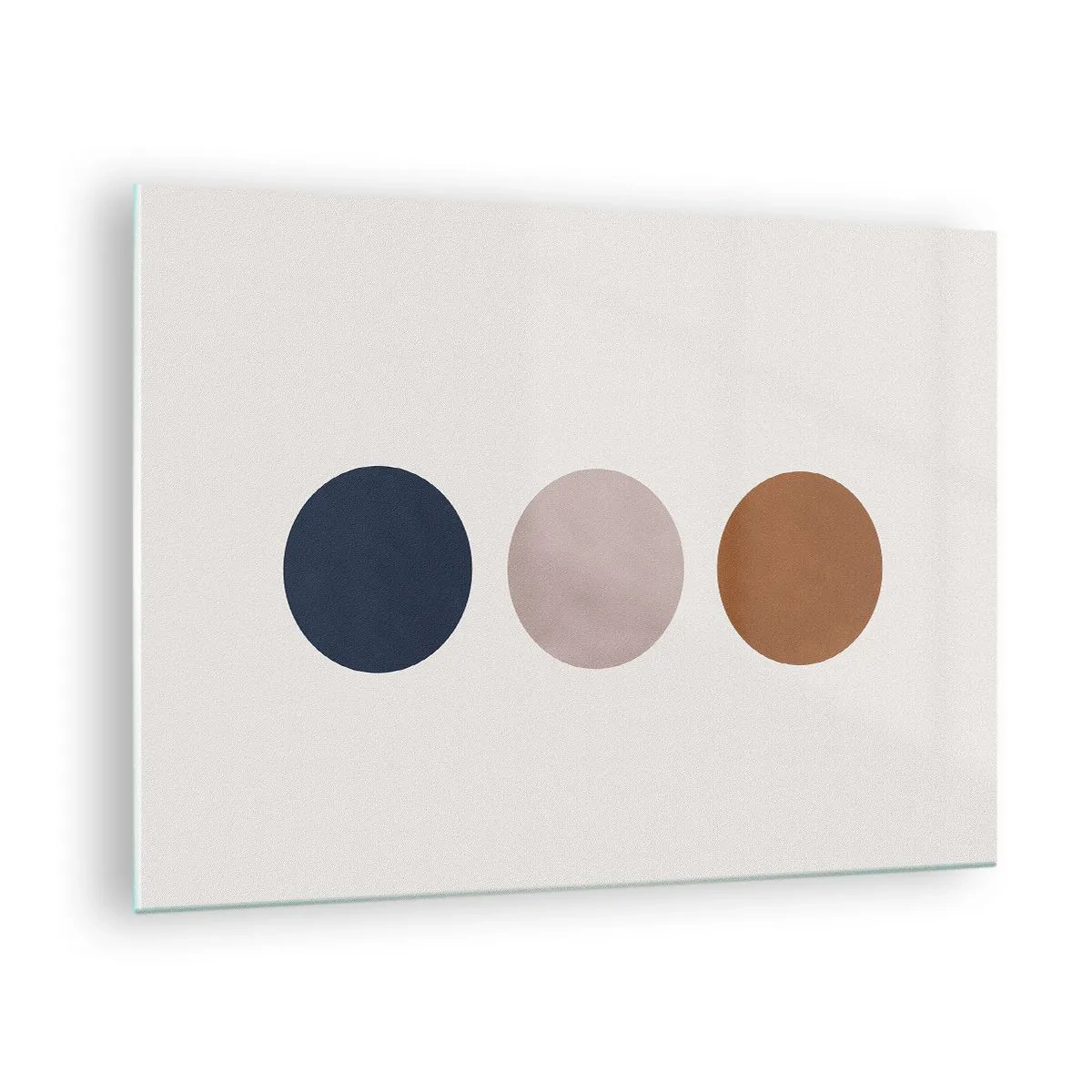Glastavla - Bild på glas - En minimalistisk komposition av tre färgglada cirklar - 70x50cm - Perfektionens symbol - Modern väggdekoration för vardagsrum och sovrum ARTTOR